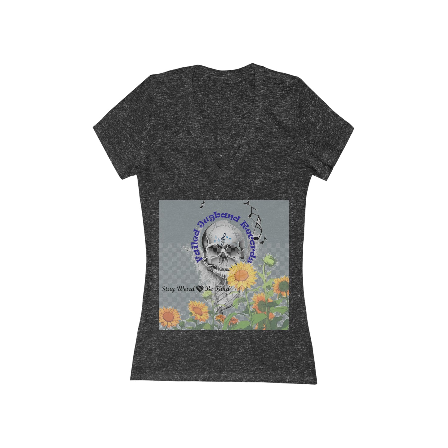 V Neck Skull and sunflowers