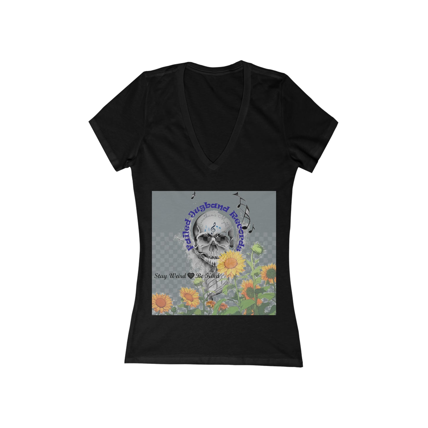 V Neck Skull and sunflowers